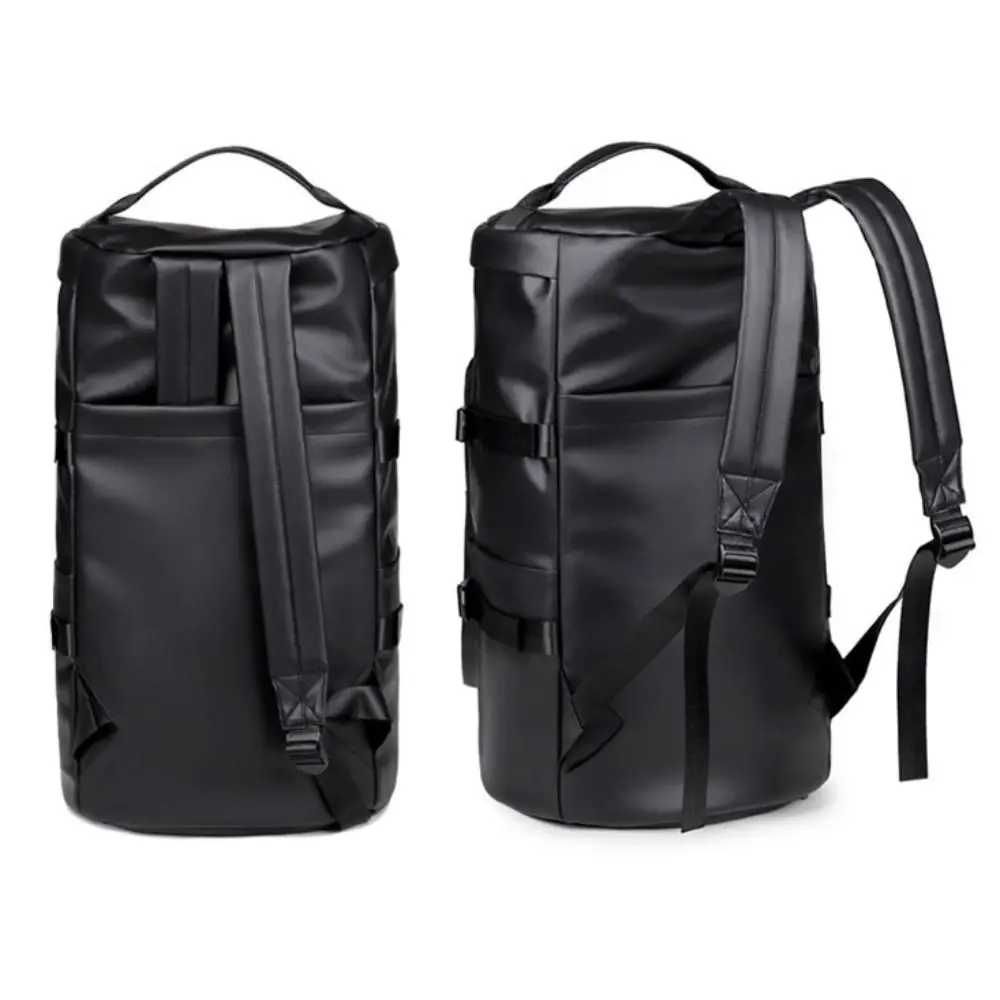 

Sold Color Large Capacity Sports Gym Bag Waterproof Multipurpose Luggage Handbag Portable Storage Pack PU Leather Backpack Mens