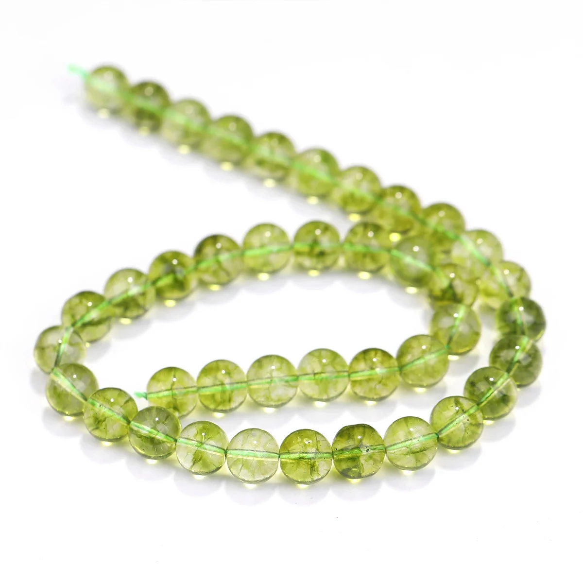 حبات كريستال خضراء مستديرة فضفاض خزر عازل لصنع المجوهرات سوار ذاتي الصنع إكسسوارات عقد