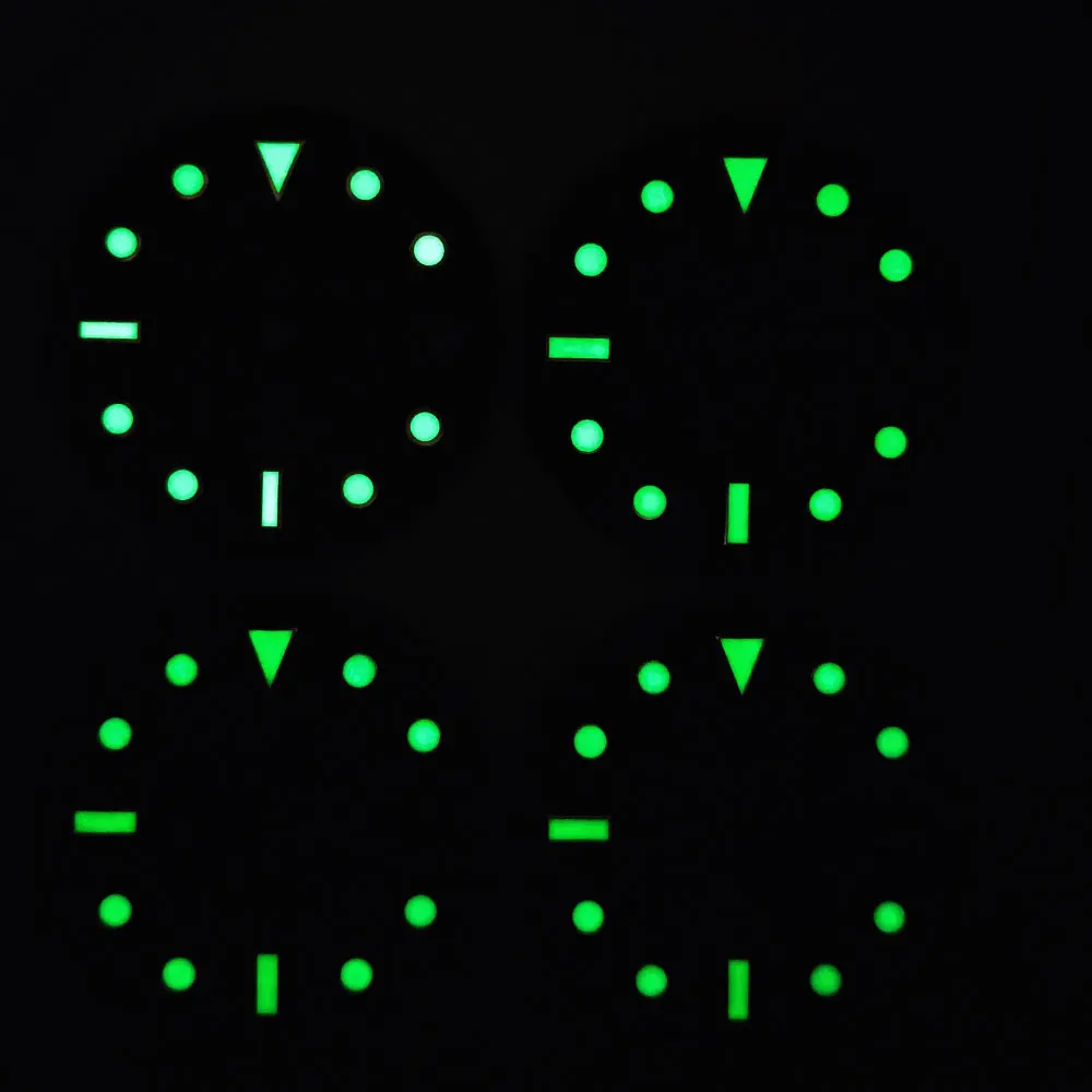 قرص NH34 بتوقيت جرينتش قرص الساعة 28.5 ملم قرص أسود ضوء ليلي أخضر يناسب ملحقات ساعة الحركة nh34 nh35