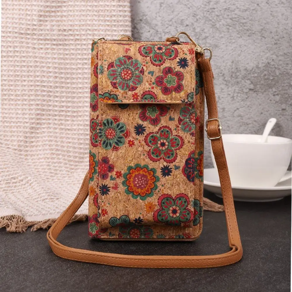 Retro Bohemian Style Coin Purse Wood Grain Multiple Card Slots Card Holder Large Capacity PU Leather Mobile Phone Bag Girl