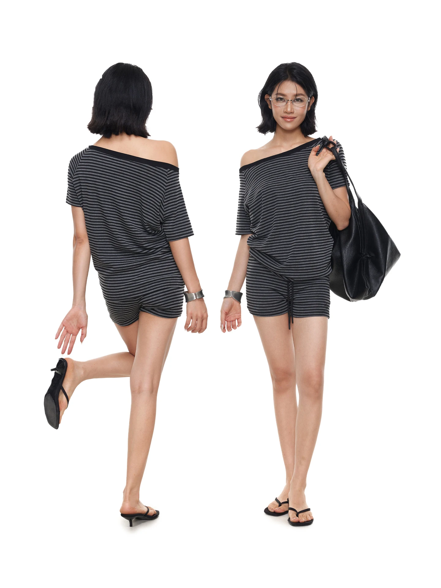 

Летний повседневный комплект: футболка с коротким рукавом и диагональным вырезом на плече в американском стиле и шорты для женщин