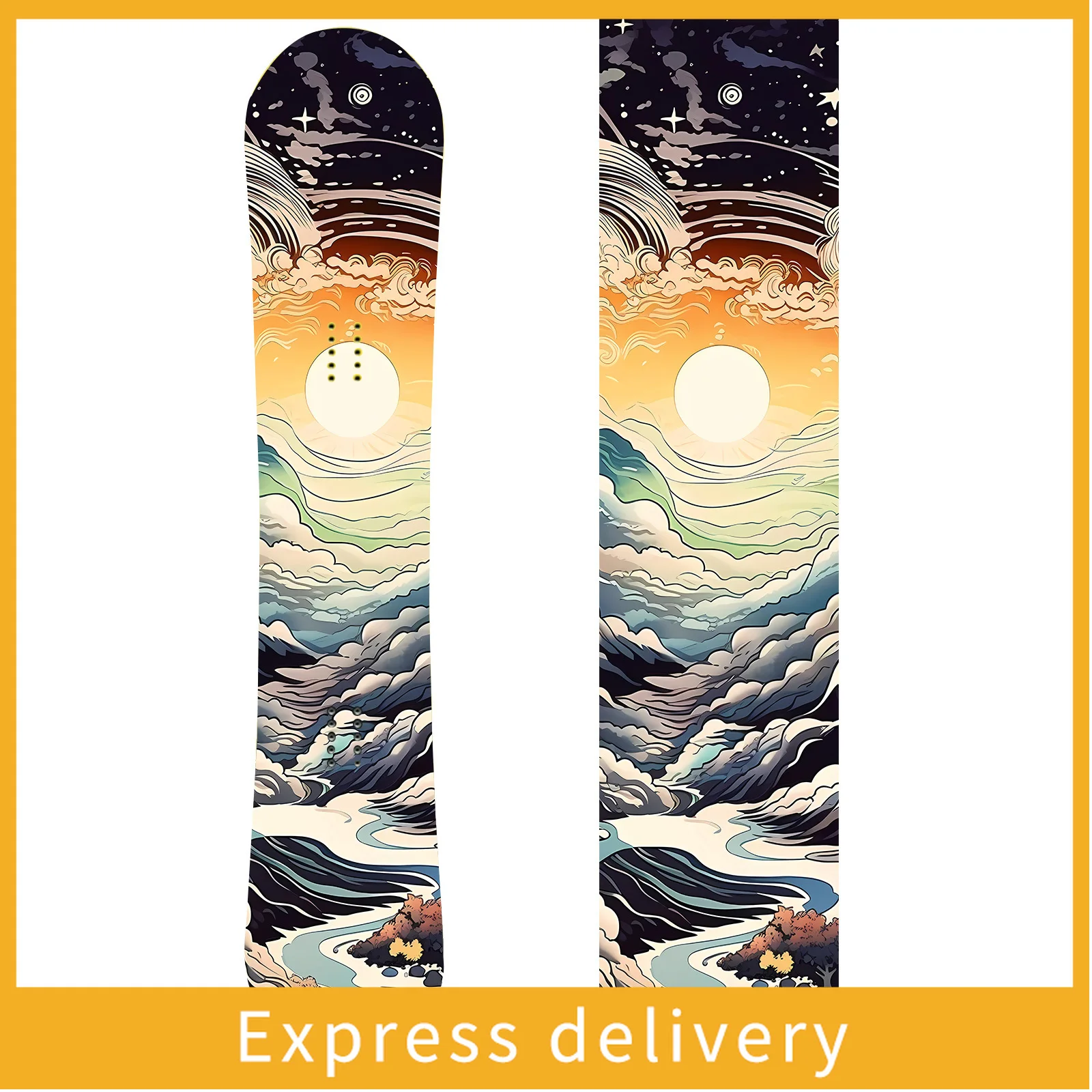 

1 large star moon night mountain snowboard sticker, personalized trend snowboard decoration sticker, snowboard sticker,