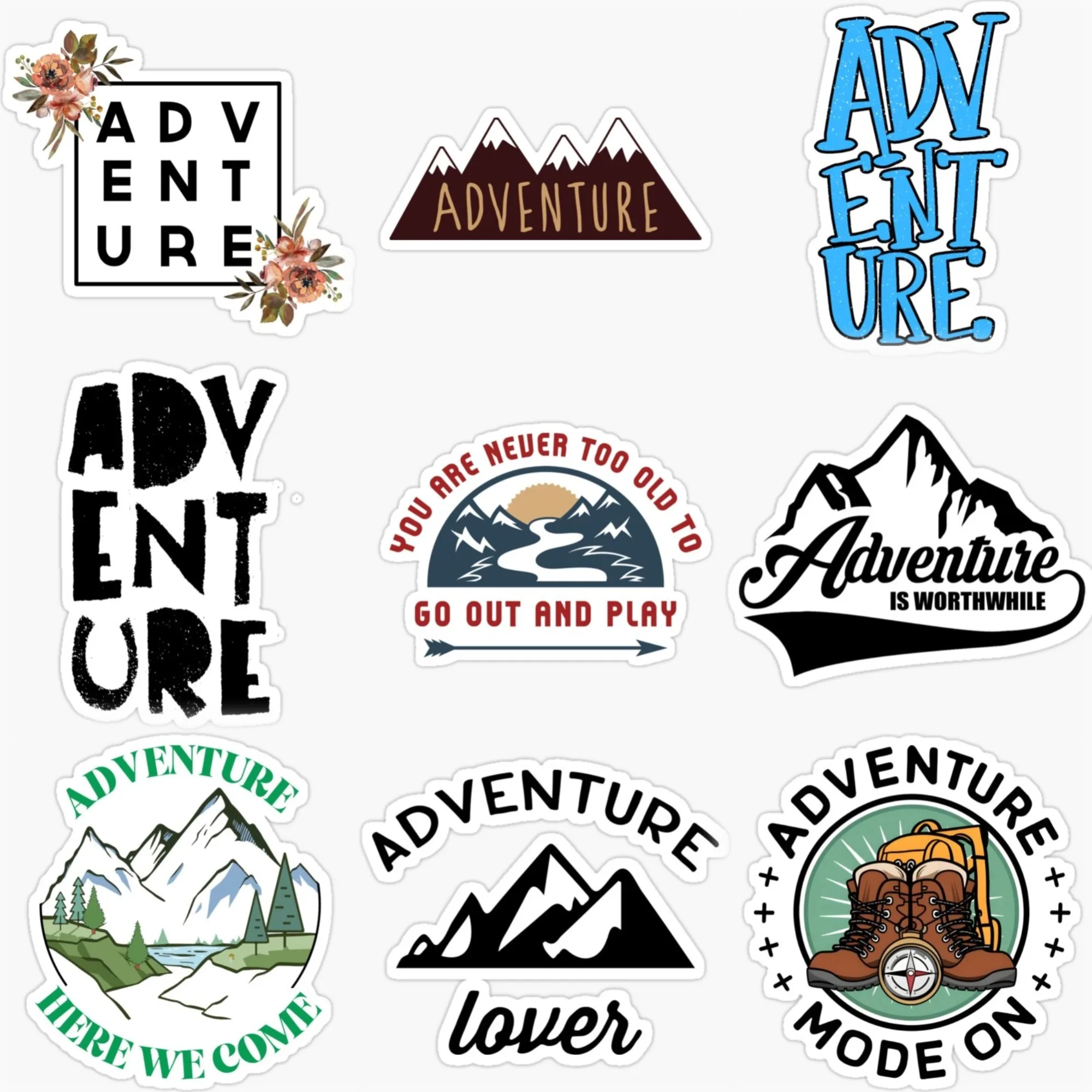 

Adventure Awaits Travel Camping Car Stickers for Van Bicycle Motorcycle Helmet Bumper Creative PVC Decal Accessories