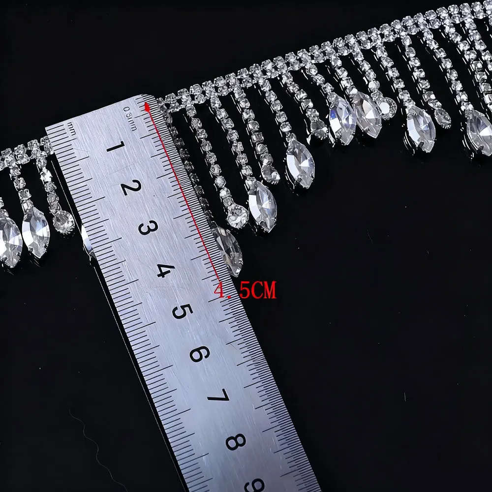 CUIER 1 ياردة حفلة الكرة ديكور حجر الراين شرابة قلادة فستان زفاف لافتة للنظر ملحق تصميم إكسسوارات الملابس الفاخرة