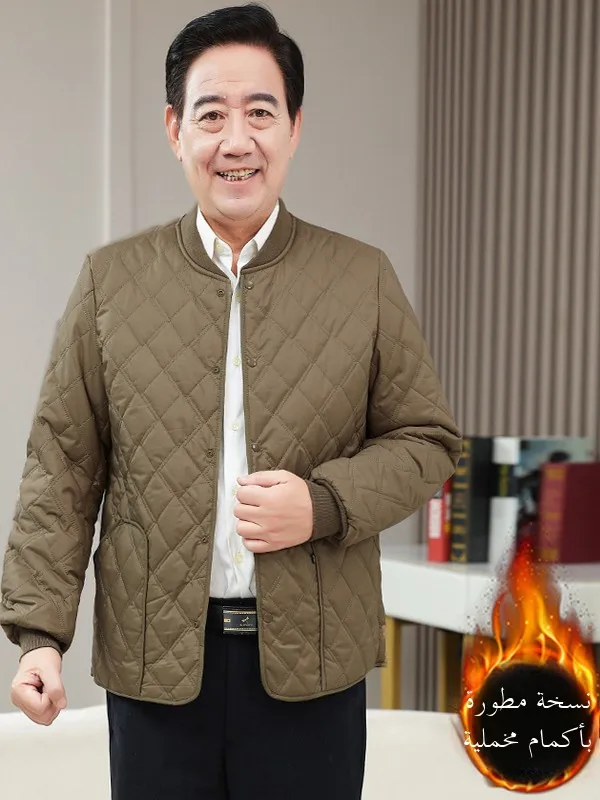 

Утепленная повседневная хлопковая куртка для мужчин среднего и старшего возраста, зимняя модная теплая куртка большого размера на молнии