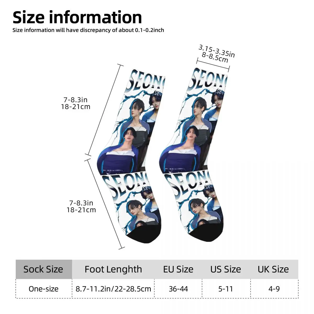 Crazy compression Seonghwa 90S Sock for Men Harajuku ATEEZ Seamless Pattern Crew Sock Novelty