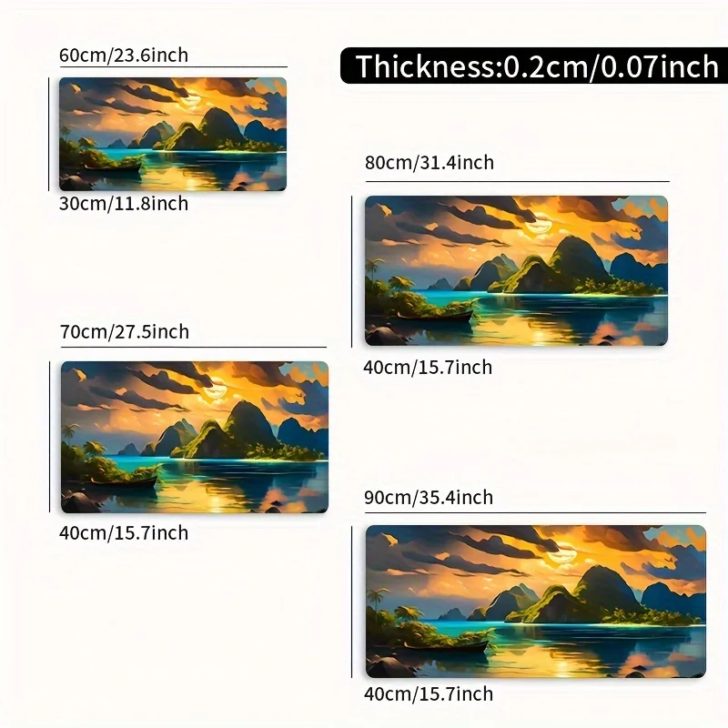 Landscape, rectangular mousepad, natural rubber, durable stitched edge, non-slip rubber mousepad, suitable for office computers