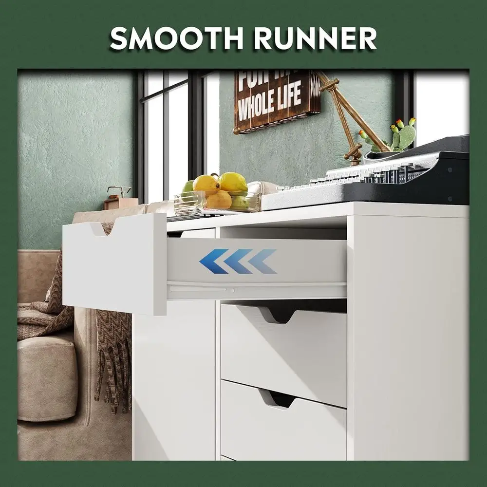 خزانة تخزين خشبية متنقلة ذات 5 أدراج مع باب، مثالية للطابعات واستخدام المكاتب المنزلية