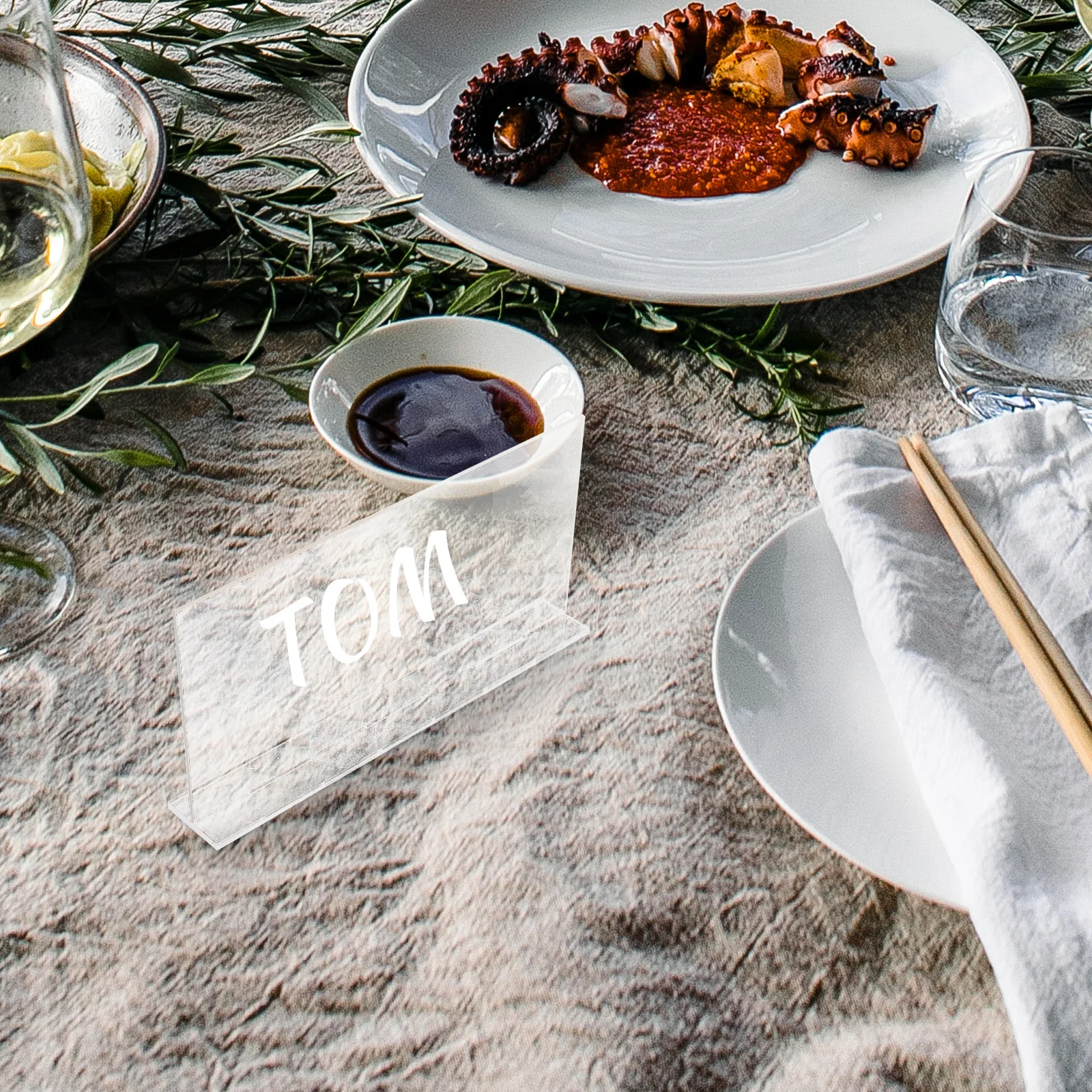 

5Pcs Clear Acrylic Name Plate Desk Sign Smooth Edges Reusable Table Decoration for Various Occasions Desk Name Plate