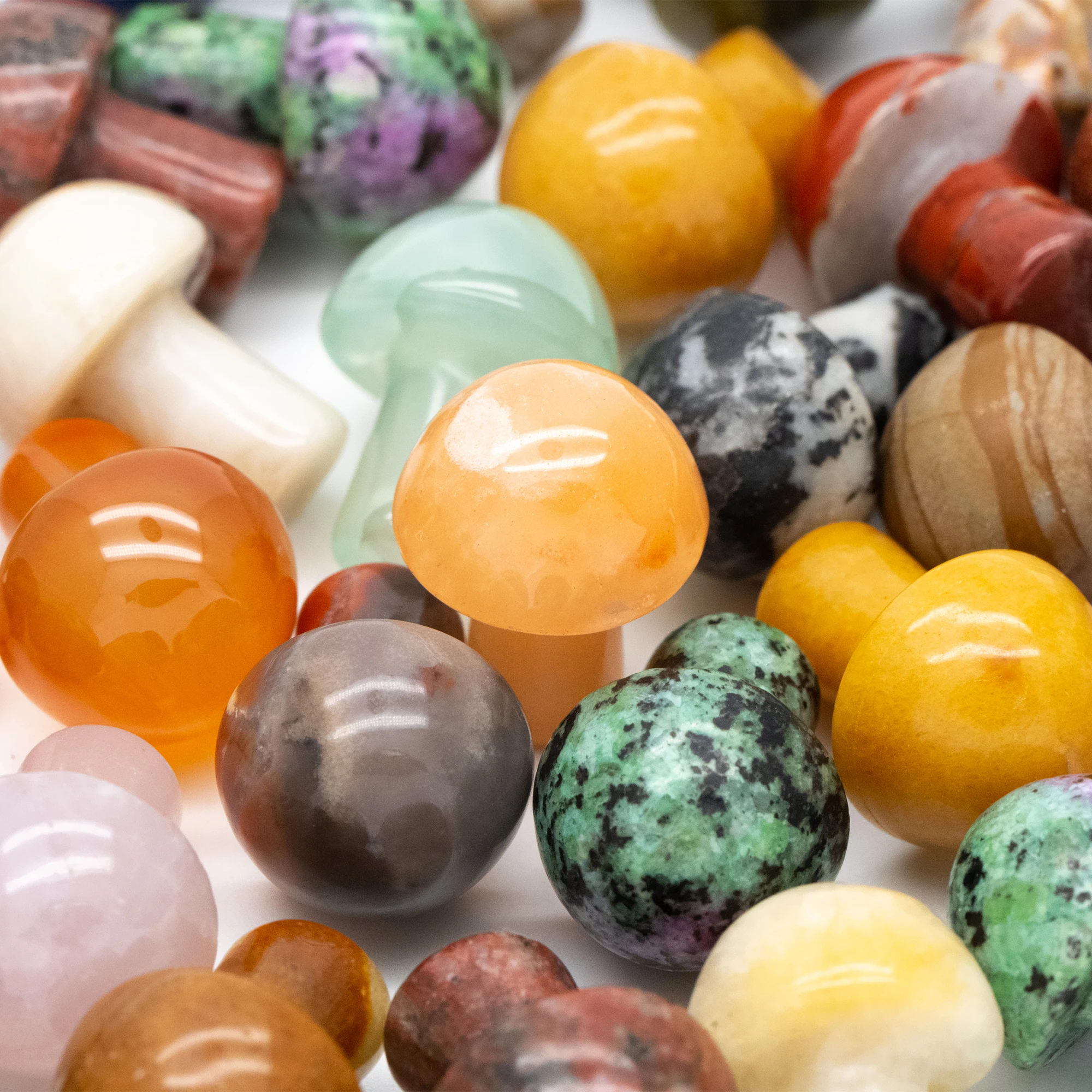 

10pcs Gemstone Mushroom, Crystal Carving Figurines 20mm For Jewelry Making DIY Accessories, Mix Material (TR-062)