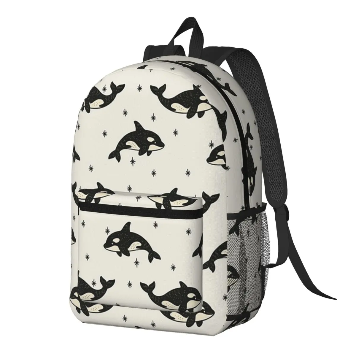 Killer Whale Orca Pattern Backpack Daypack Large Capacity Boys Girls BookBag School Bag Shoulder Bags for Men Women