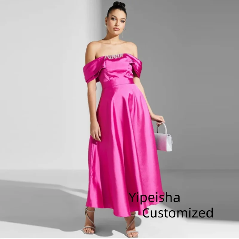 

Элегантное вечернее платье с открытыми плечами по индивидуальному заказу и изысканные атласные платья для особых случаев Нежные хрустальные платья для выпускного вечера