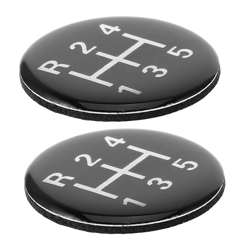 

2Pcs Gear Shift Panel Patch 5 Speed Manual Transmission Gear Knob Stickers Car Shift Head Decal Round Stickers