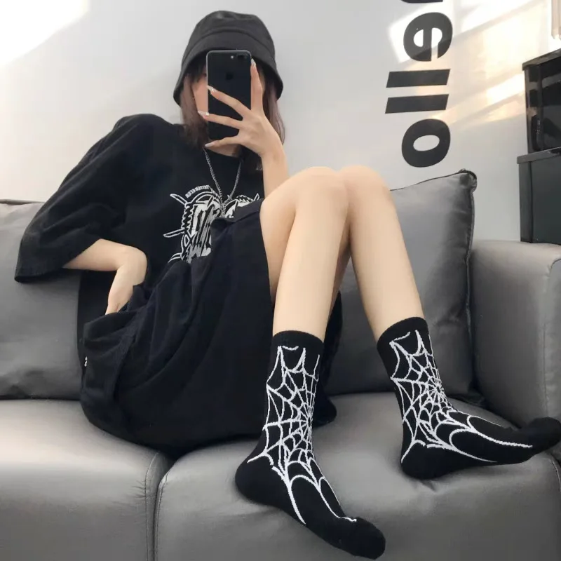 남성용 힙합 스파이더 스컬 개성 스케이트보드 양말 1켤레 2026 신상