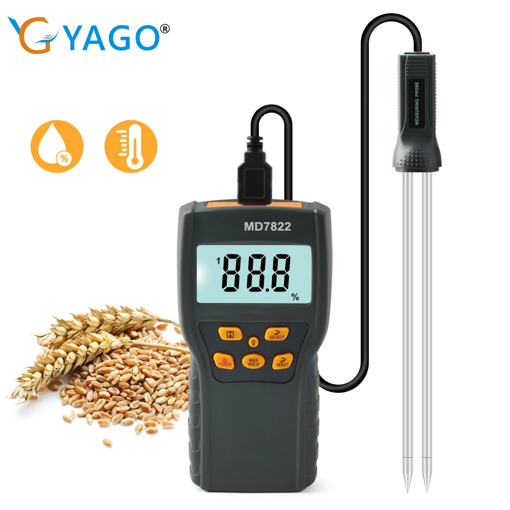 Digital Lcd Grain Moisture Meter Umidade Tester Termohigrômetro Ferramenta de Teste de Umidade para Trigo Paddy Milho Arroz Termômetro