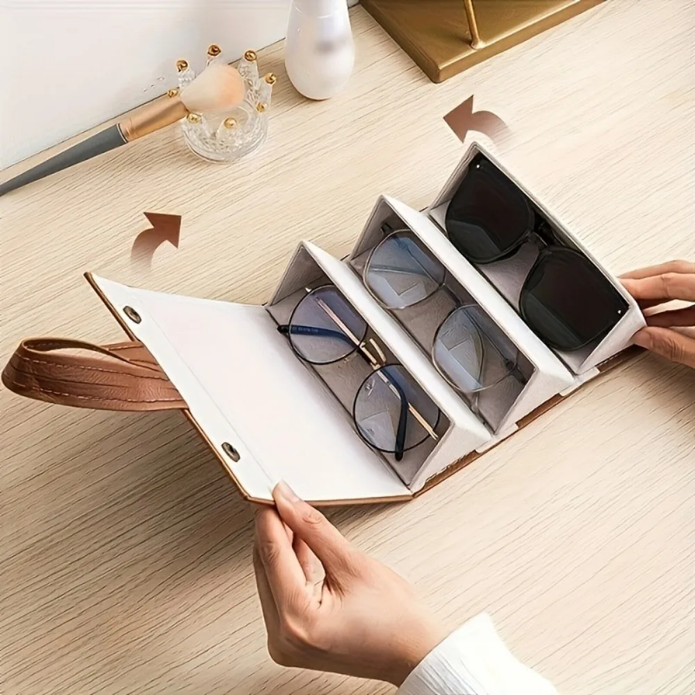 1PC, 3/4/5/6 Slots, Sunglasses Case, Glasses Folding Travel Case, Hanging Display Stand, Suitable for Storage and Gifts