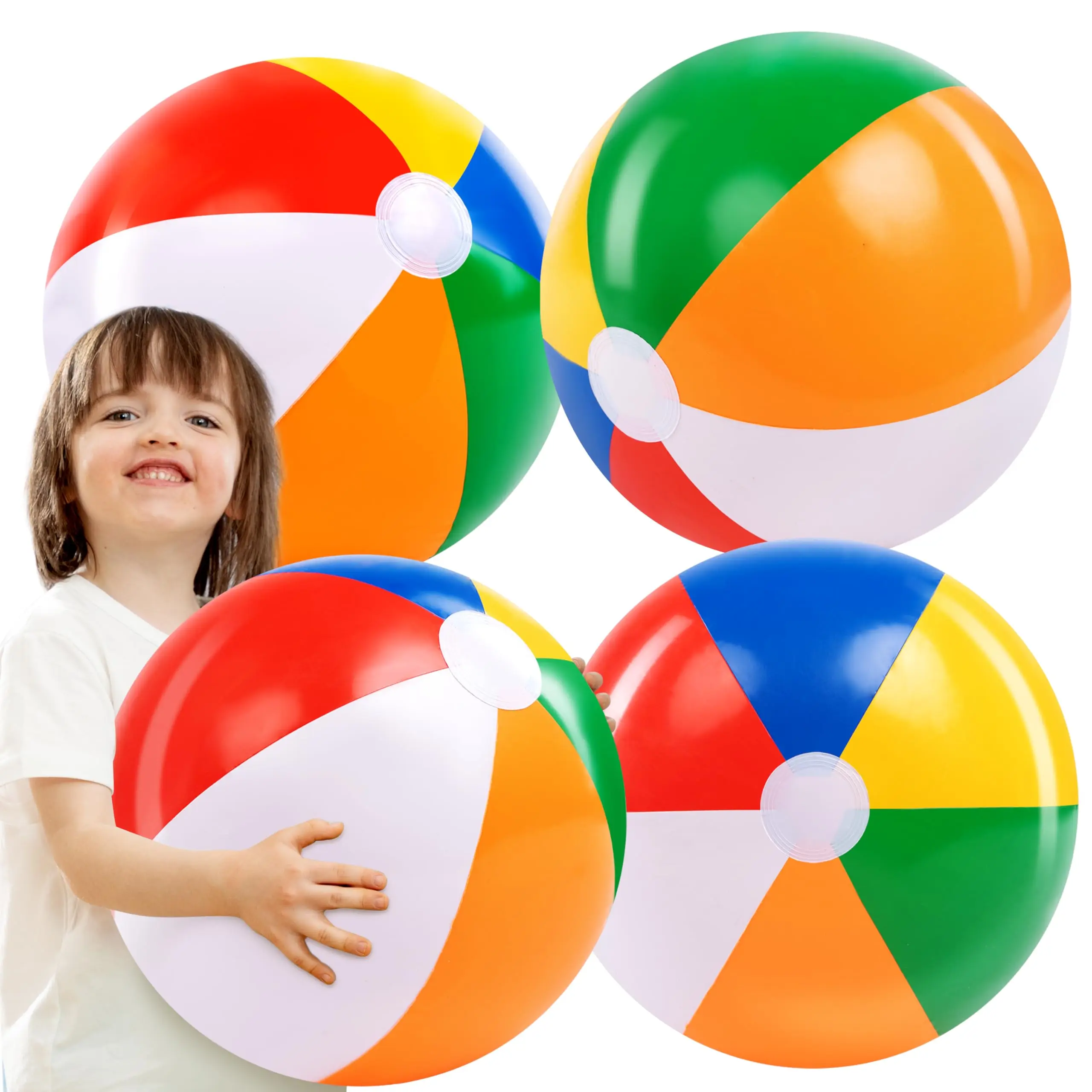 Grandes bolas de praia infláveis do arco-íris para crianças, brinquedos para piscinas, jogos aquáticos, festa de verão, presentes divertidos, 20 ", 4pcs