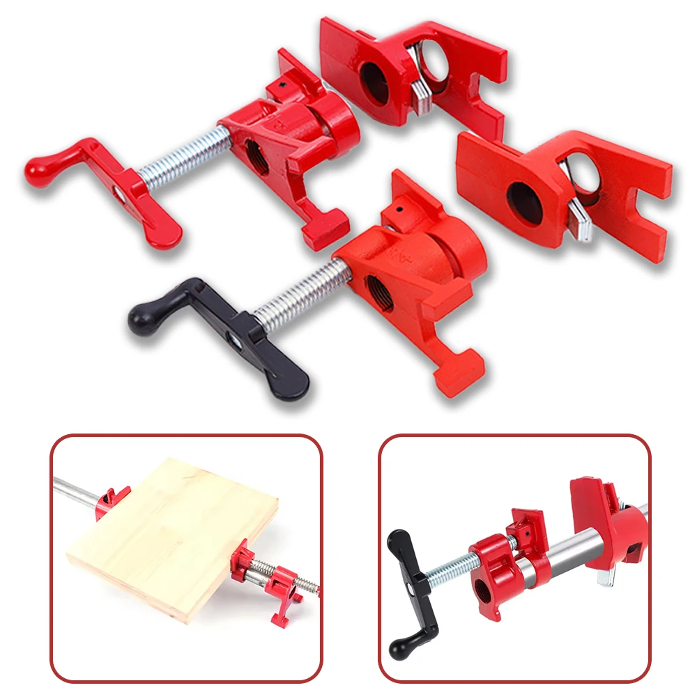 Abrazadera de tubo de alta resistencia de 1/2 "y 3/4", juego de abrazaderas de tubo para pegar madera, tablero de carpintería, accesorio de plataforma, herramienta manual de carpintero