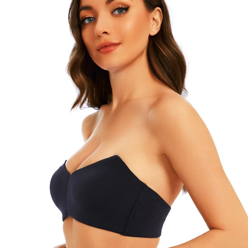 2 pieces Plus Size Bra Underwire Convertible Smooth Unpadded Strapless Bra Full Support Non-Slip Convertible Bandeau Seamless