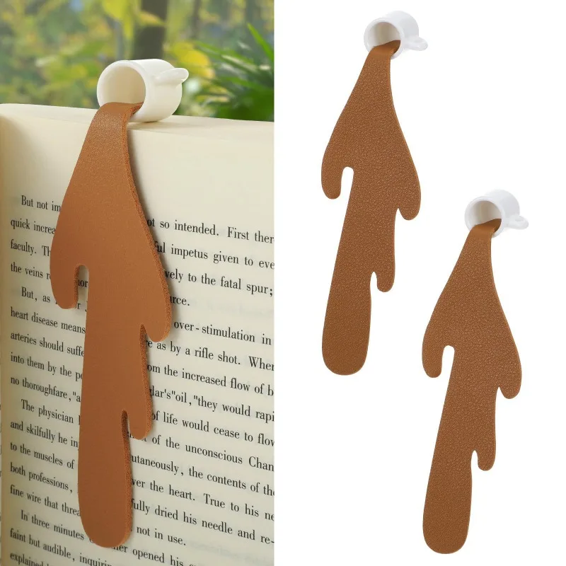 2pcs Spilled Coffee Bookmark,Reading Cool Book Marks Funny Spill Coffee Cup Book Markers  for Book Lovers Bookworm Coffee Lovers