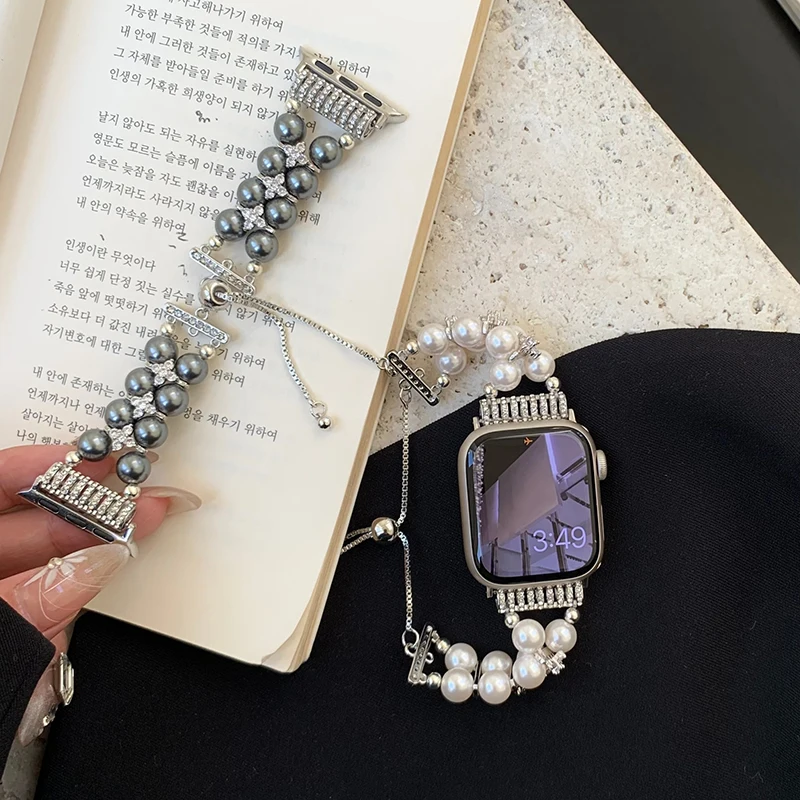 Металлический ремешок для Apple Watch Band 40 мм 38 41 42 мм 44 45 49, браслет со стразами для IWatch Series 7 8 SE 6 5 4 3 2, аксессуары для часов