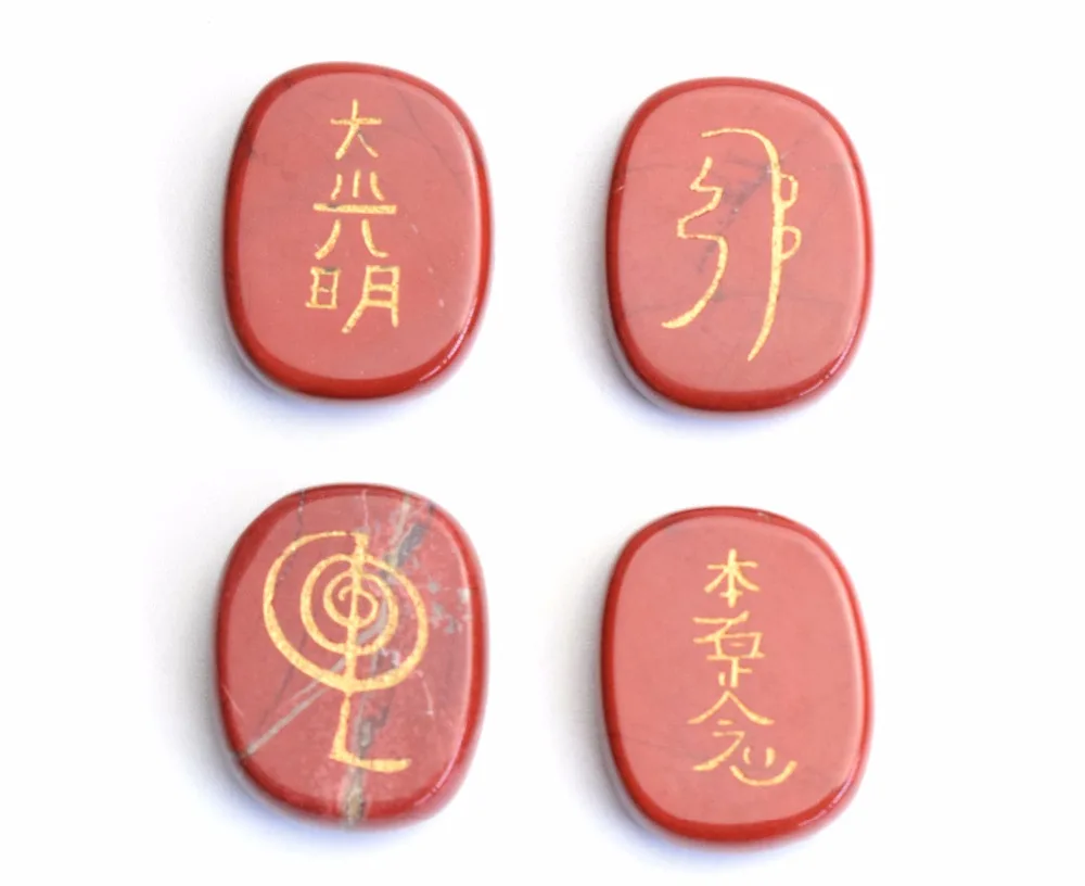 4 sztuk naturalne Chakra Rose Quartz lazuryt awenturyn grawerowane krysztaĆowe uzdrawianie Reiki Balance Usui symbole