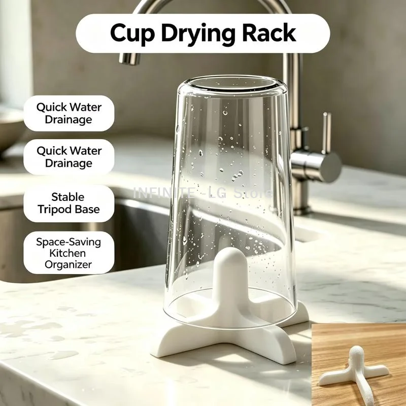 Simple Cup Holder With Drainage Base, Desktop Glass Cup Upside-Down Drying Stand, Water Cup Drying Rack To Remove Water Stains