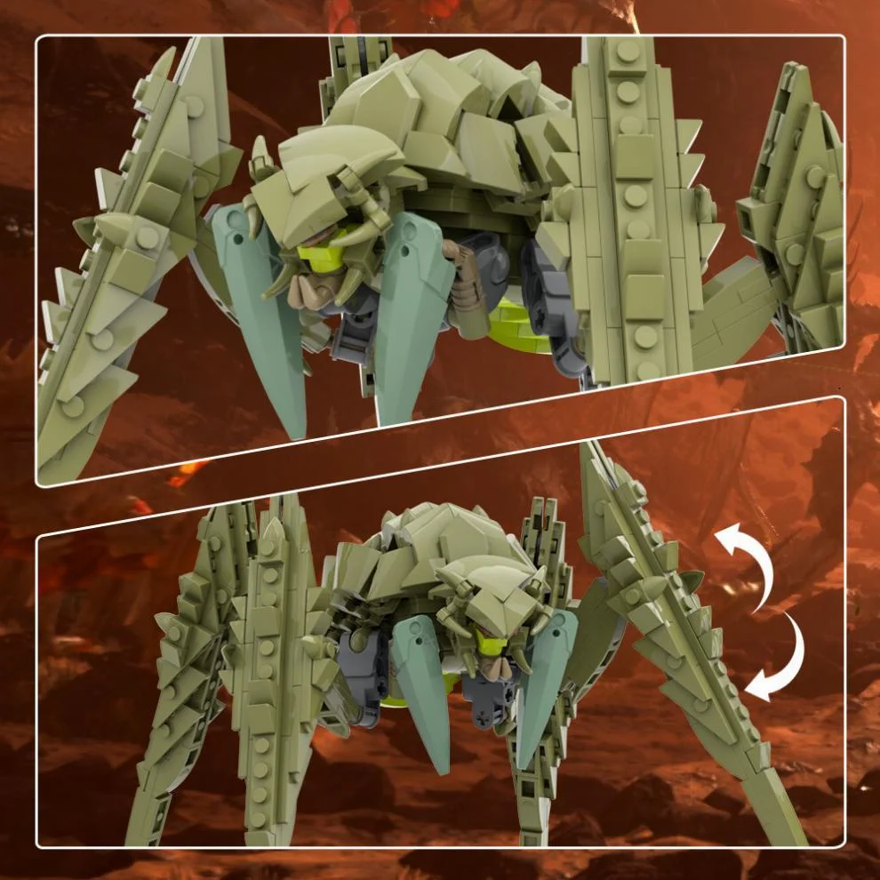MOC Game Helldiverseds Bile Titan Spider Model Building Blocks Mech Warrior Robot Bricks Handle Bracket Puzzle Toy Children Gift