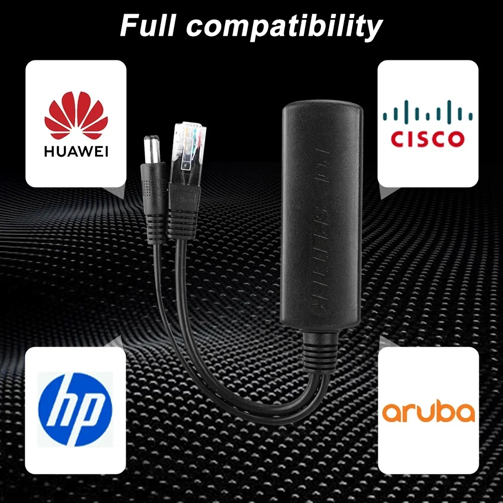 Huawei、IPカメラ、ワイヤレスap、または非ポンデバイス用のPoe電源スプリッター、10 mbps、100 mbps、1000mbps、802.3af、44-57vから12v、2a