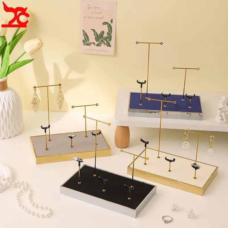 Earrings Rings Set Jewelry Display Stand Layered Design T-Shaped Jewelry Organizer Holder