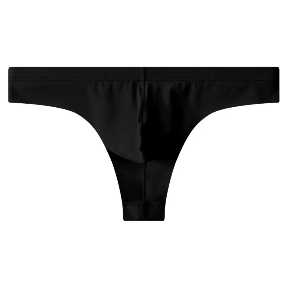 Breathable Low Waist Men Ice Silk Thongs Underpants Thin Men's Panties Solid Color T-back Male Briefs Men