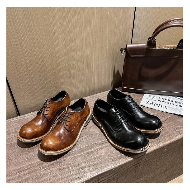 Fashion Men's Genuine Leather Loafers Brogue Shoes Luxury Quality Comfort Derby Shoes Retro Wedding Social Party Oxfords