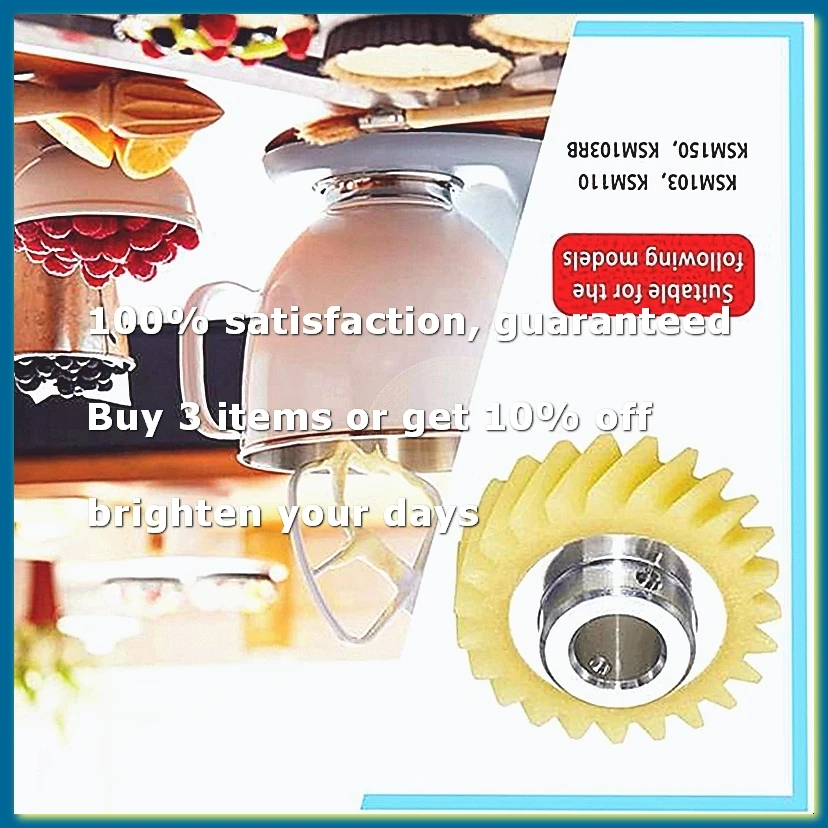 ●W10112253 9706416 Motor Brush W10380496 4162897 Mixer Worm Drive Gear for Stand & A Pair of Motor Brushes-ABFB