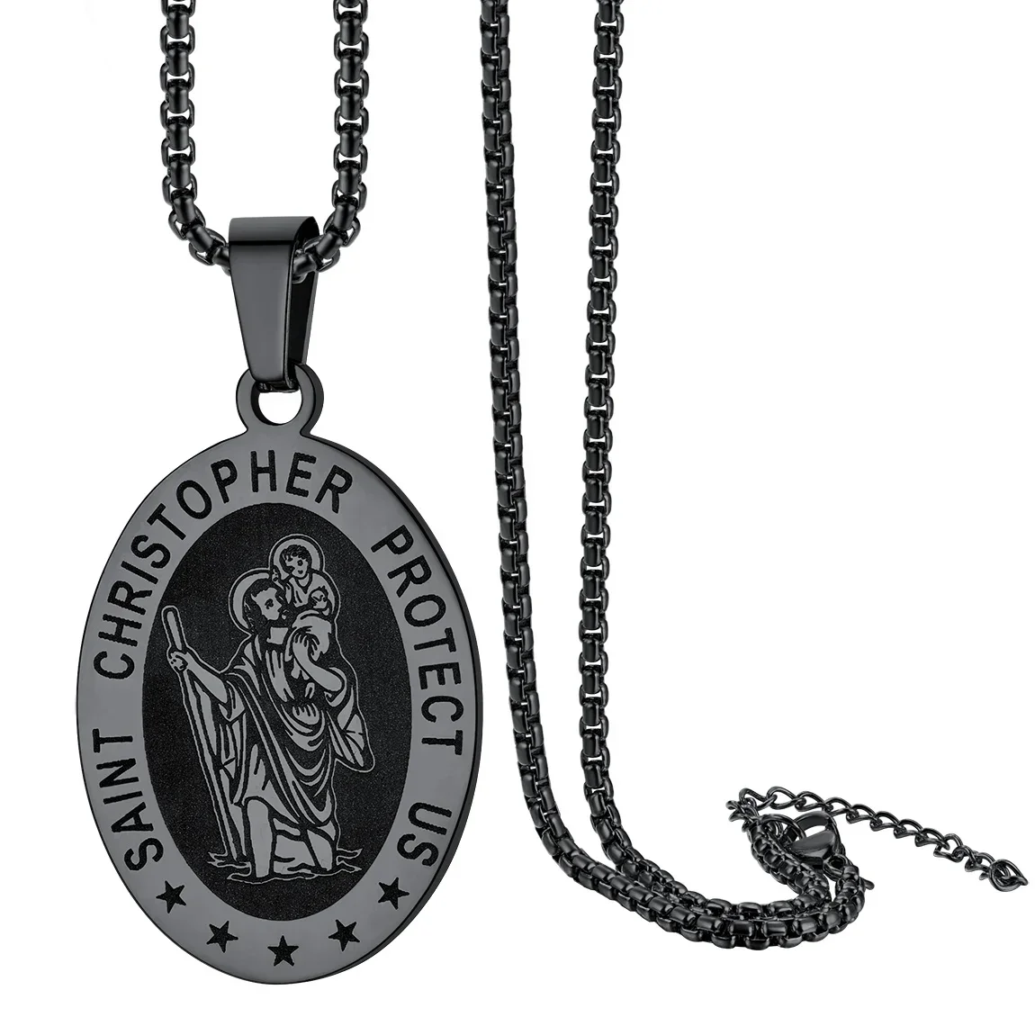 ChainsPro St.Christopher Necklace for Men Woman Stainless Steel Round Tag Coin Pendant Medal Protection Amulet Jewelry