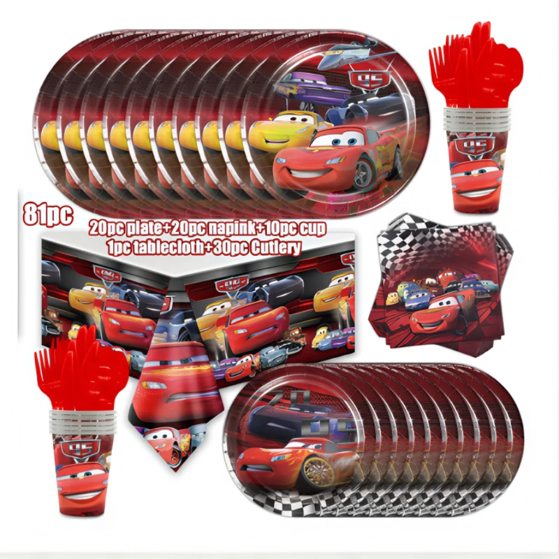 Disney Cars Birthday Decoration Lightning McQueen Party Tableware Set Cup Plate Balloons Baby Shower Kids Girls Event Supplies