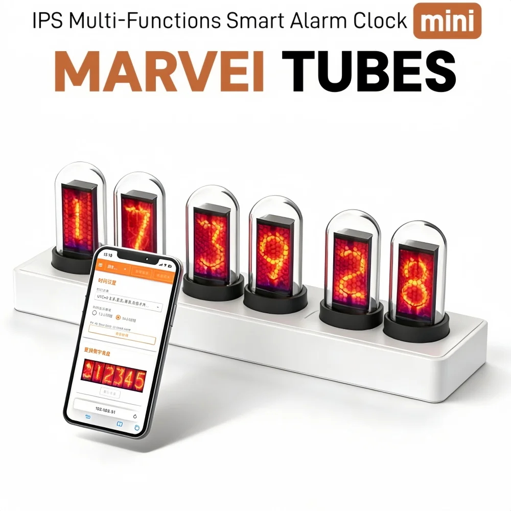 

Tube Clock LED Glows IPS Color Screen DIY Analog Digital Tube Night Lights Gaming Desktop Home Decoration Gift Idea