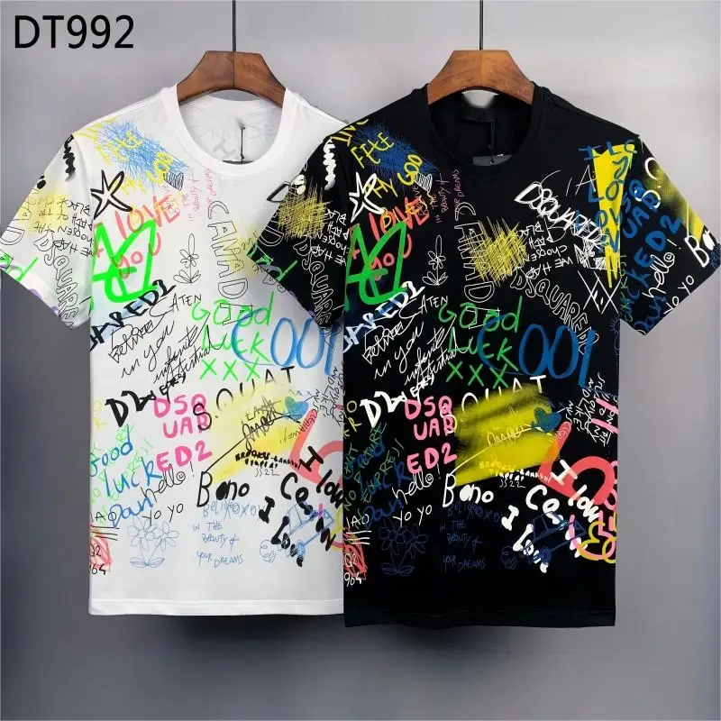 

DS Men's Summer New Short Sleeve T Casual Black Personalized Round Neck Half Sleeve Top