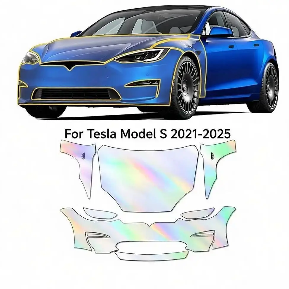 

For Tesla Model S 2021-2025 Matte And Clear Bra Pre-cut PPF Kit TPU Paint Protection Film Self-Healing Anti-Scratch Resistant