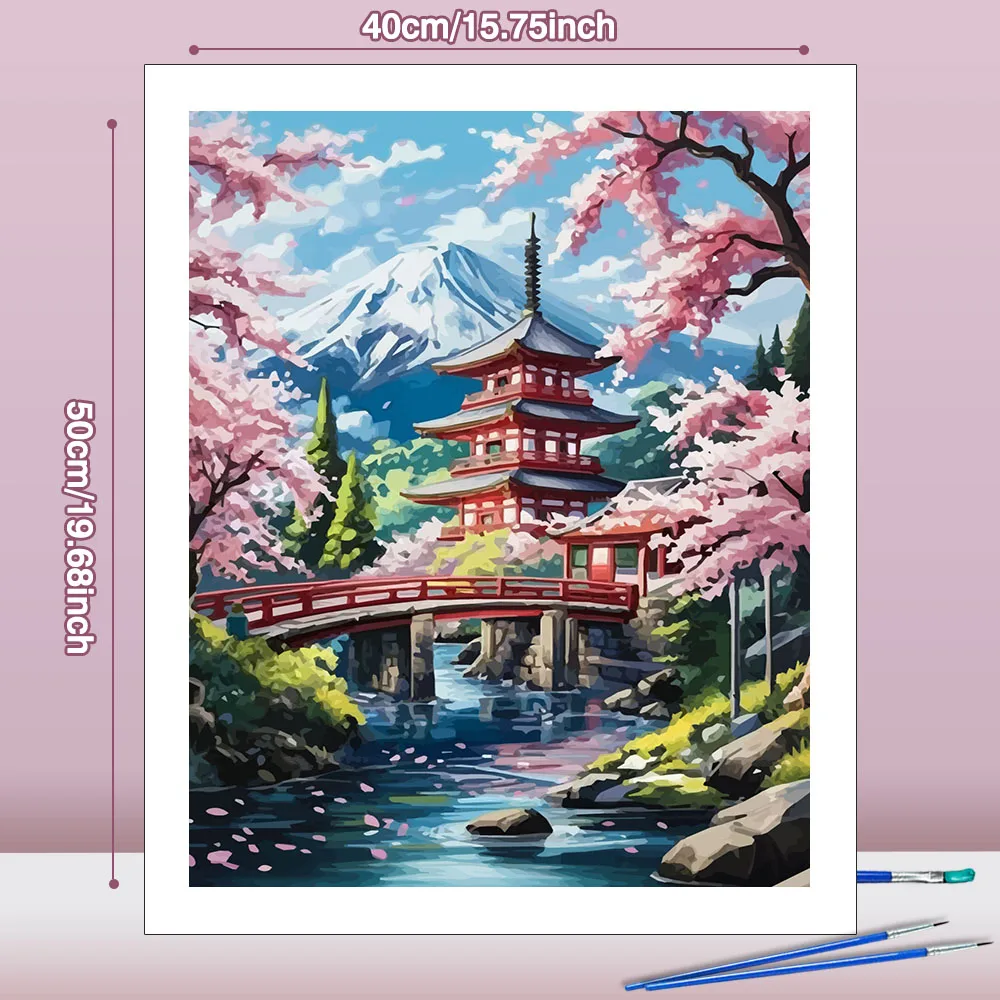 Huacan Paint By Numbers Tower DIY Oil Painting By Numbers Landscape Complete Kit Decoration For Home﻿﻿﻿