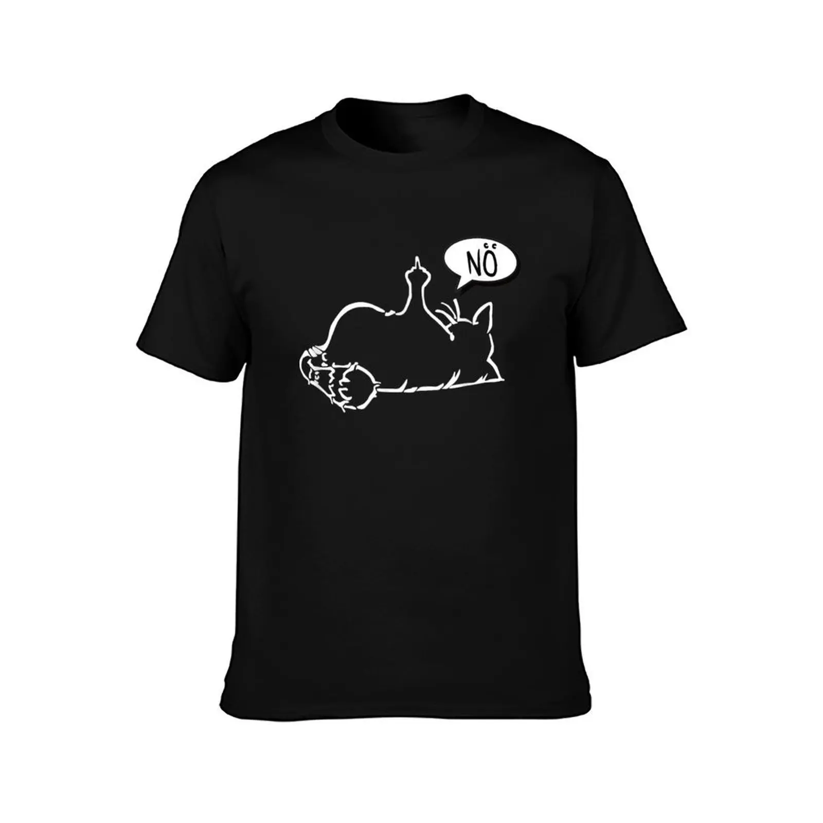 faule lustige Katze zeigt Stinkefinger - N? - schwarze Katze T-Shirt t shirt for man 100 percent cotton T-Shirt