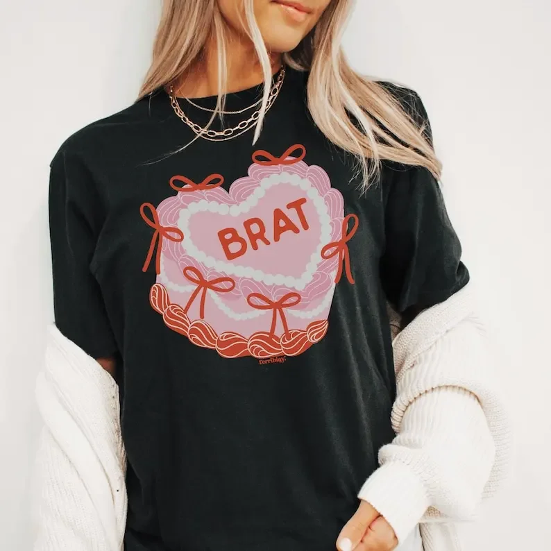 Brat T-Shirt Pink Cake 365 Im So Julia Funny Quote, Cute Y2K Print Shirt Crop Comfort Color Terriblay Cotton Short Sleeve Tops