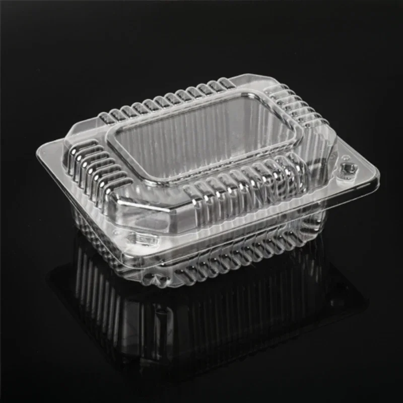 

100pcs Disposable Transparent Box with Lid Plastic Fruit Cutting Fruit take Box Rectangular Food Box, Pastry Cake Packaging Box