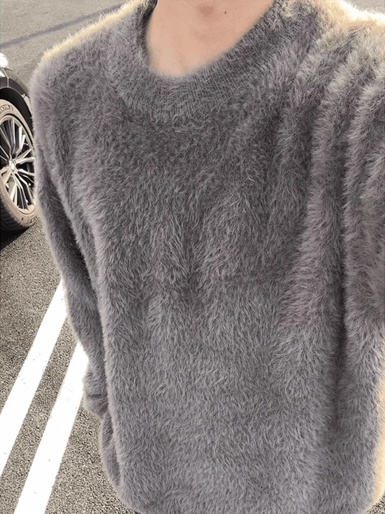 

Мягкий уютный коричневый мужской вязаный свитер в корейском стиле, повседневный, свободного кроя, с длинными рукавами и круглым вырезом, комфортный