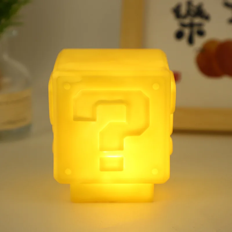 Popular Mario Night Light Super Mario Question Mark Luminous Square Brick Esports Room Decoration Desktop Atmosphere Light