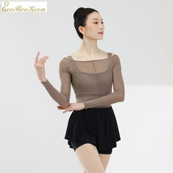 off shoulder guaze ballet top girls dance costume summer leotard dancewear women ballet dance coat ballerina adult clothes