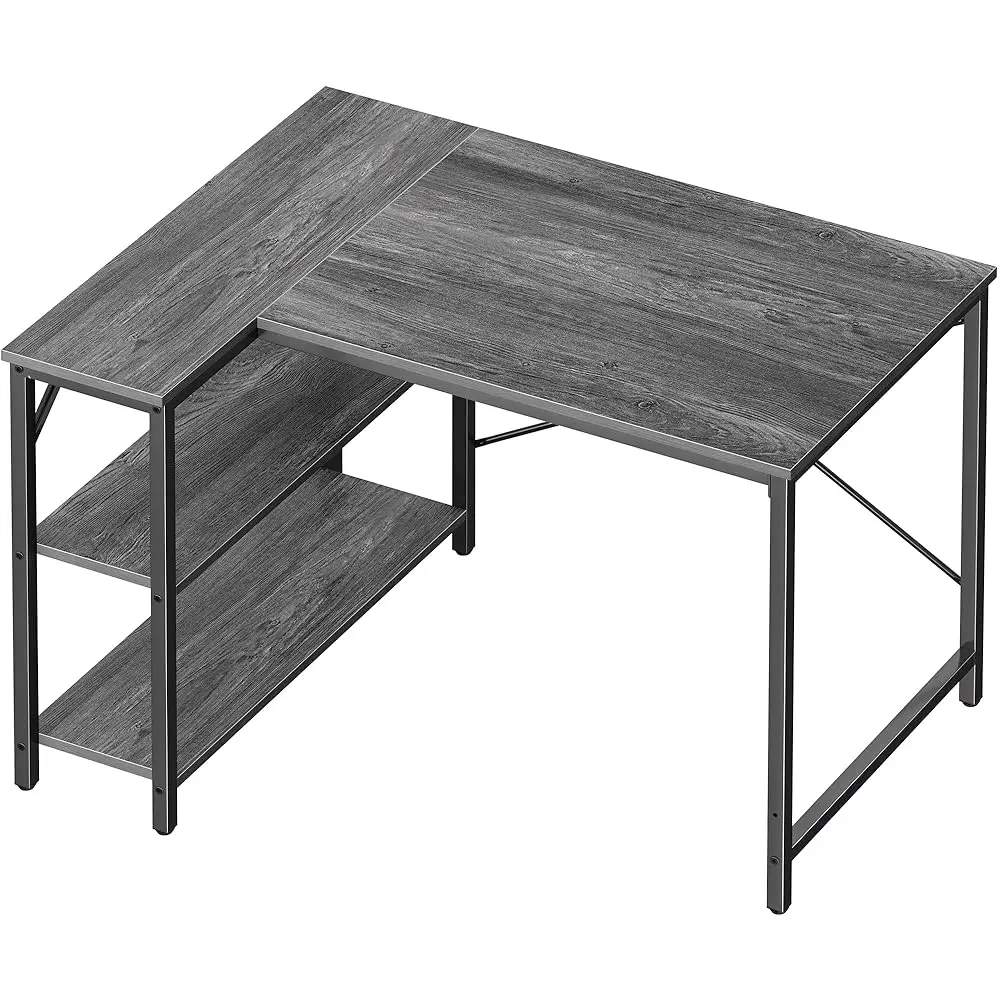 

L Shaped Desk, 39 Hes Computer Desk With Reversible Storage Shelves, For Gaming Corner Home Office Writing Study, Metal Frame,