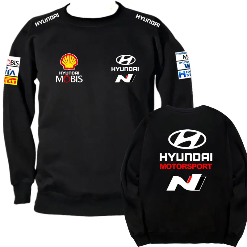 Fleece-lined round Neck Hoodie Huyndai Hyundai Car WRC Racing Team Uniform N High Performance Department Male Leisure Outerwear