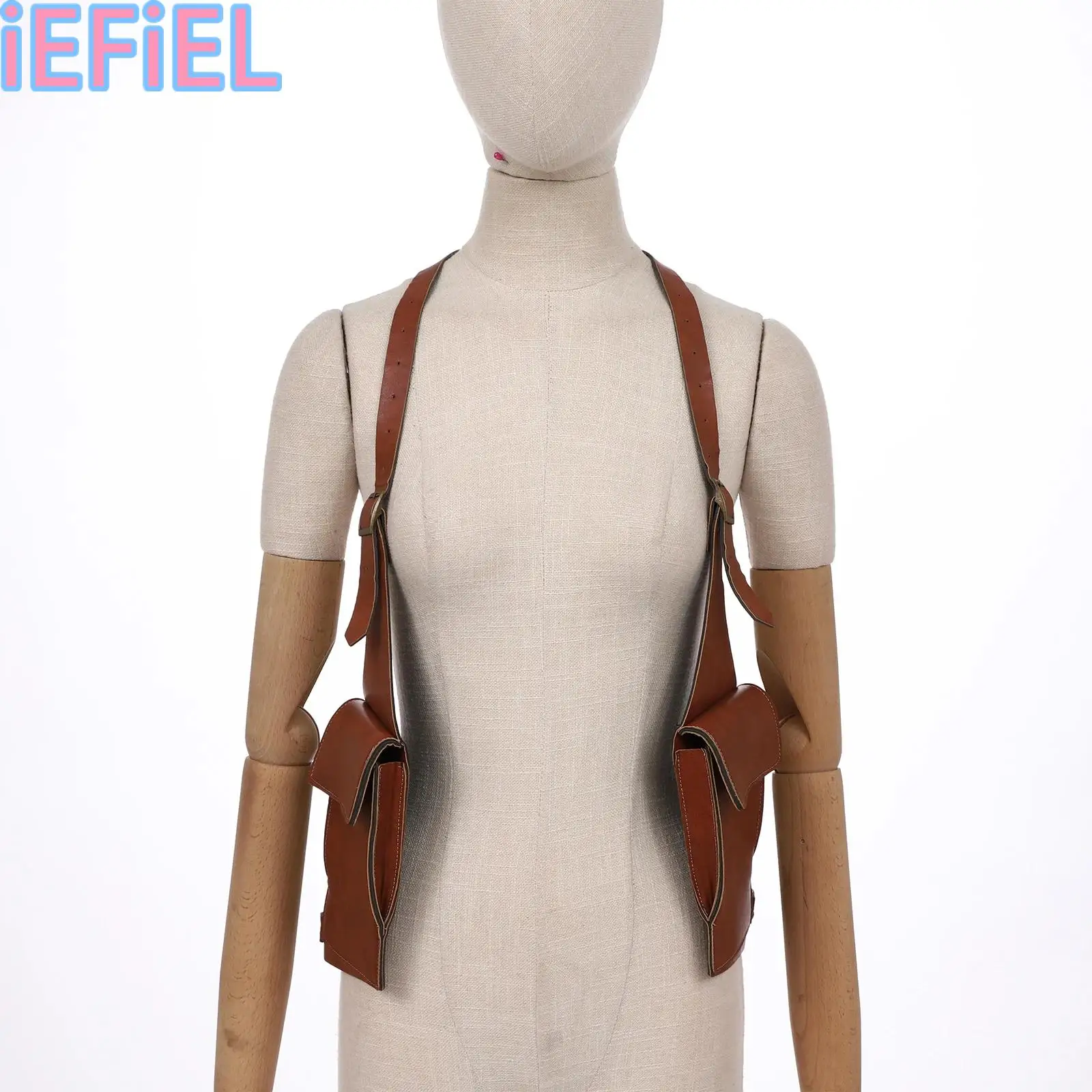 

Unisex Women Men Retro Vintage Adjustable Faux Leather Armpit Bag Underarm Bag Costume Accessory for Party Masquerade Banquet