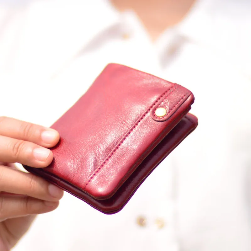 AETOO Women's handcrafted genuine leather multi-slot card holder, card case, cowhide wallet, retro top layer vegetable-tanned co