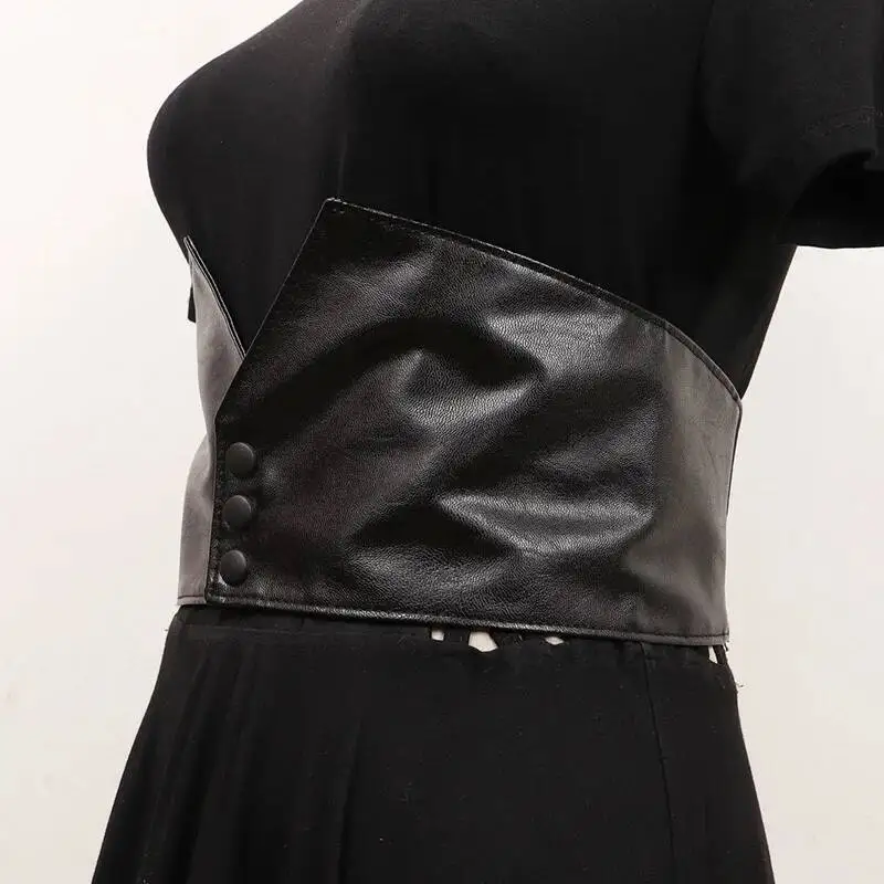 HKSH Spring Autumn New Women Belt Pu Leather Elastic Waisted Single Breasted Personality Fashion All-match Trendy Sashes HK13463